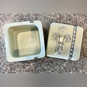 Beautiful 2” x 2” Christian Cross and crystal trinket box. Brand new!